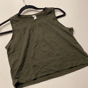 Lululemon Dark Olive Cropped Sleeveless Shirt